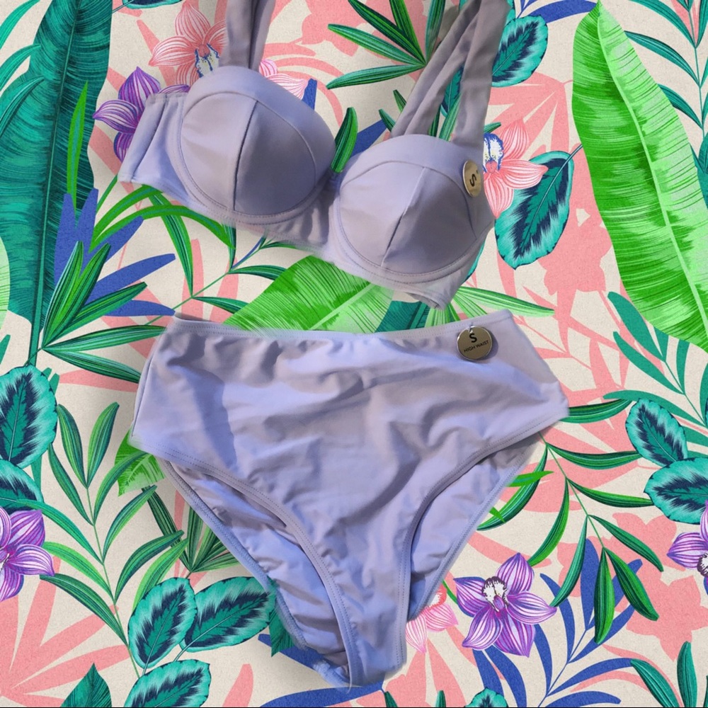 Lavender Retro Swimsuit
